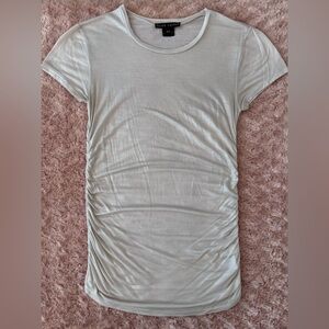 Ralph Lauren Black Label Metallic Silver Sheer Side Scrunched T Shirt Size M